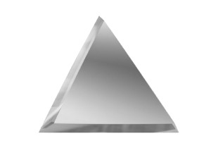 Треугольная зеркальная серебряная матовая плитка с фацетом 10 мм (150x150мм)