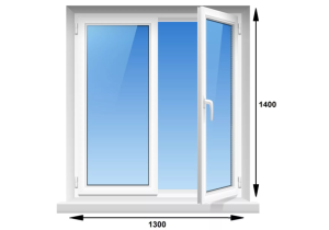 Двустворчатое окно ПВХ Новотекс/техно (1300 мм x 1400 мм)